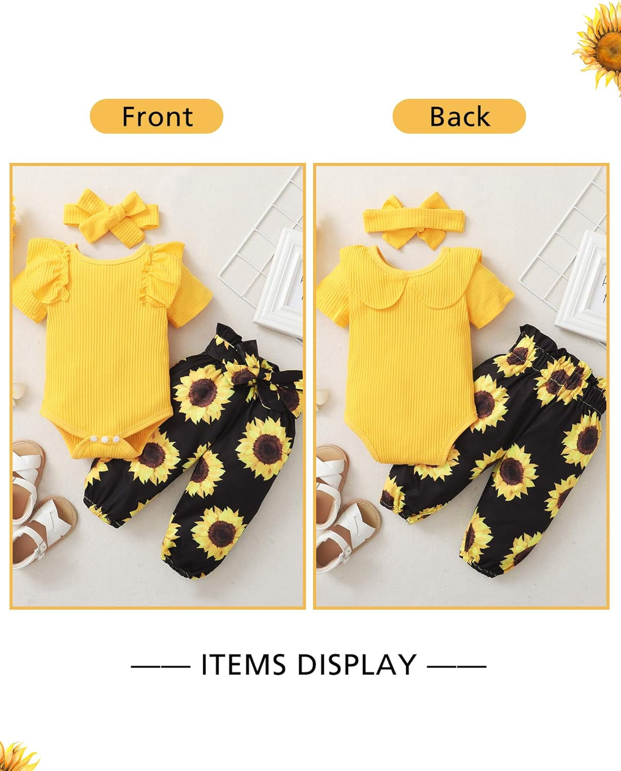 Baby Girl Newborn Clothes Infant Girls Outfits Ruffle Short Sleeve Romper Floral Pants Toddler Baby Girl Clothing